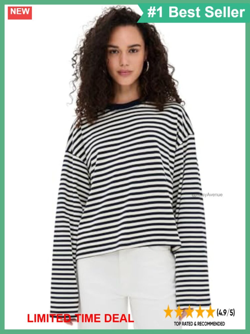 Lioness Bloom Long Sleeve Striped Crew Neck Tee Tunic Top